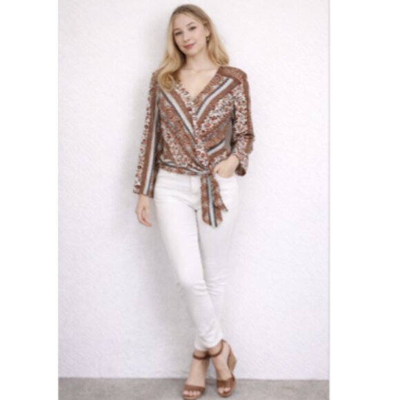 Venus Surplice Blouse with Faux Tie - Picture 2 of 11